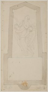 Un espíritu difunto elevado por dos ángeles de John Flaxman