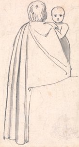 Vista trasera de una mujer con un niño mirando por encima del hombro de John Flaxman