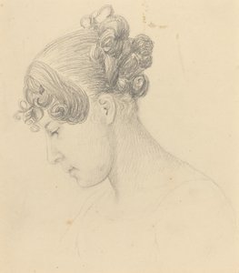 Cabeza de una mujer mirando hacia abajo (¿Theresa Turner?) de John Flaxman