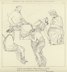 La modestia y la justicia regresando al cielo de John Flaxman