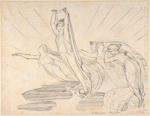 Mañana: La Odisea de Pope, libro 12 (recto); estudio para el dibujo final (verso) de John Flaxman