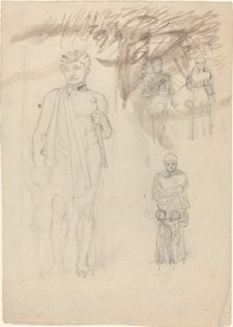Hoja de estudios, incluyendo guerrero con niño (anverso y reverso) de John Flaxman