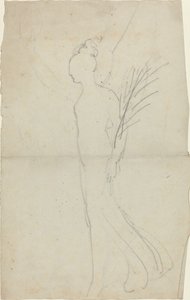 Mujer caminando con palma
