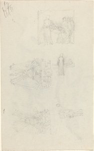Estudios de un lecho de enfermo y decoraciones para la fachada del Palacio de Buckingham (recto y verso) de John Flaxman