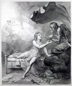 Thomas Chatterton recibe un cuenco de veneno de la Desesperación de John Flaxman