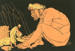 Ulises dando vino a Polifemo de John Flaxman