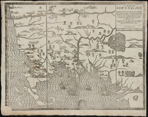 El mapa de Nueva Inglaterra. De: El estado actual de Nueva Inglaterra de William Hubbard de John Foster