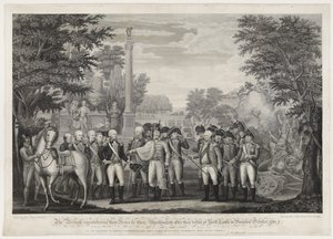 La rendición británica de sus armas al General Washington después de su derrota en York Town en Virginia, octubre de 1781 de John Francis (after) Renault