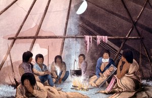 Interior de una tienda india Cree, 1823