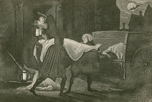 El cuerpo de Amabel llevado al carro de los muertos