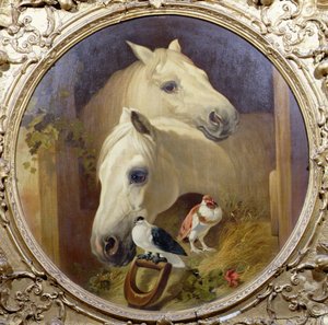Caballos junto a la puerta de un establo de John Frederick Herring Snr