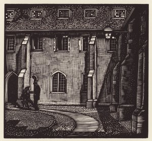 Cambridge: Corpus Christi, Old Court (xilografía)