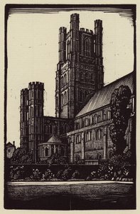 Catedral de Ely: Desde el jardín del deán (xilografía)