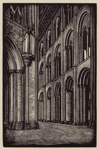 Catedral de Ely: La nave mirando al oeste (xilografía) de John Frederick Greenwood