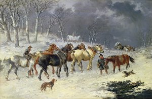 Caballos en la nieve de John Frederick Herring Junior
