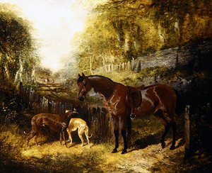 Poni y Galgos en un Paisaje