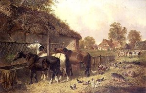 Tres Caballos en un Pesebre de John Frederick Herring Junior