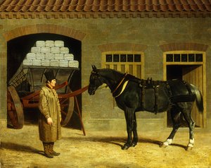 Un caballo de tiro y conductor fuera de un establo, 1827