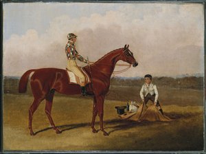 "Barefoot", el caballo de carreras, con un jinete y un mozo de cuadra, 1835 de John Frederick Herring Senior