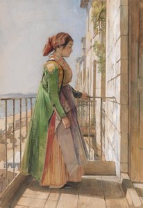 Una chica griega en un balcón de John Frederick Lewis