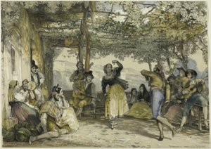 Campesinos españoles bailando el bolero de John Frederick Lewis