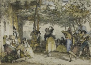 Campesinos españoles bailando el bolero de John Frederick Lewis