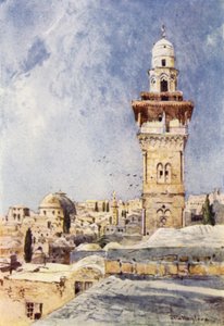 Un minarete en la esquina noroeste del área del Templo