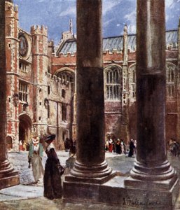 Clock Court, Hampton Court Palace, Richmond upon Thames, Londres (litografia en color) de John Fulleylove