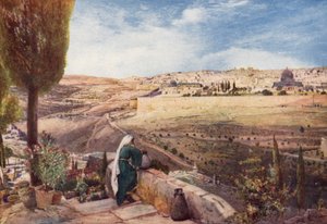 Jerusalén, desde el lugar tradicional en el Monte de los Olivos donde Cristo lloró sobre la ciudad