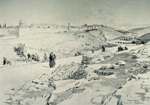 Jerusalén, con el Camino desde Betania, 1902 de John Fulleylove