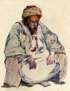Figura sentada de pastor sirio con abrigo de piel de oveja, 1902 de John Fulleylove