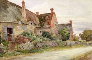 Cabaña de paja con granero adyacente de John Fulleylove
