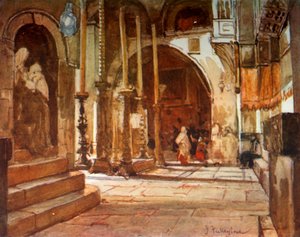 La piedra de la unción del Ambulatorio de la Iglesia de los Cruzados, 1902 de John Fulleylove
