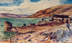 El lago de Galilea, mirando al sur desde Tiberíades, 1902 de John Fulleylove