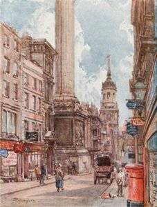 El Monumento y la Iglesia de San Magnus, E.C. de John Fulleylove