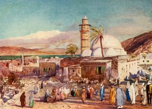 La mezquita en Tiberíades y el lago de Galilea, 1902 de John Fulleylove