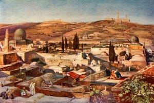El área del templo y el Monte de los Olivos desde el Monte Sion, 1902