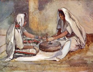 Dos mujeres moliendo en un molino de mano de John Fulleylove