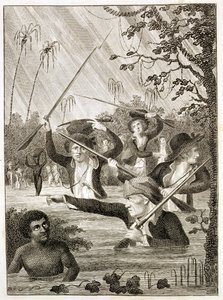 Marcha a través de un pantano o marisma en Terra Firma de John Gabriel (after) Stedman