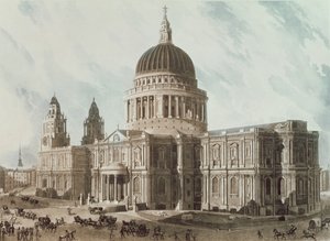 Vista sureste de la Catedral de San Pablo, grabado por Daniel Havell, pub. 1818 por 