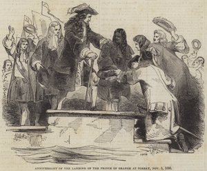 Aniversario del desembarco del Príncipe de Orange en Torbay, 5 de noviembre de 1688 de John Gilbert
