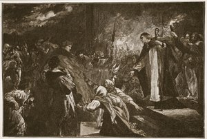 Cardenal Wolsey en la Abadía de Leicester, ilustración de 