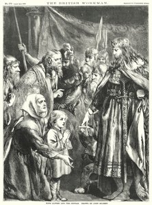 El rey Alfredo y el huérfano (grabado) de John Gilbert