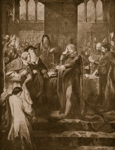 El rey Ricardo II renunciando a la corona a su primo Bolingbroke, ilustración de 