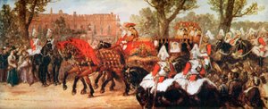 El Príncipe y la Princesa de Gales en su camino a la recepción de la Reina de John Gilbert