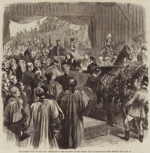 La visita de la reina a la ciudad, recepción de Su Majestad en el extremo de Surrey del nuevo puente de Blackfriars de John Gilbert