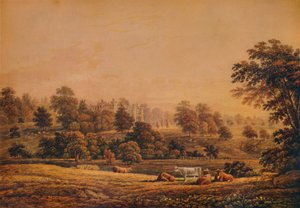 Vista de Aldenham Abbey: Hertfordshire, siglo XVIII-XIX, 1935 de John Glover