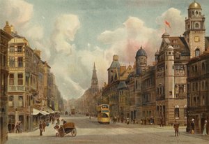 Liverpool: Dale Street, mirando al este (litografia en color) de John Glynn