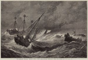 El bote salvavidas de Ramsgate, mañana después de un fuerte temporal, el clima moderando