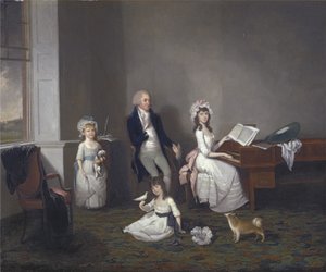 John Richard Comyns de Hylands Essex, con sus hijas, 1775